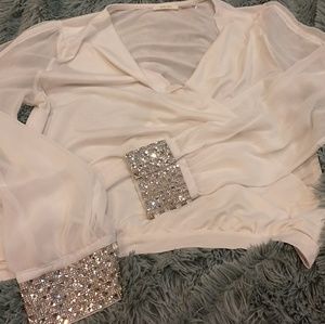San Joy cross front blouse